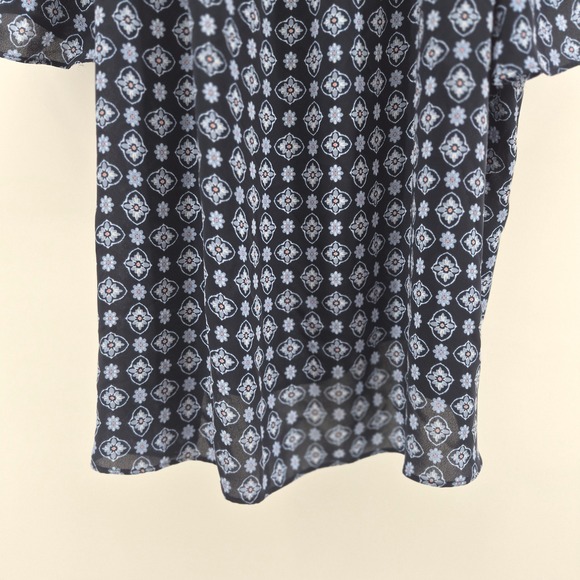 J. Jill Wearever Navy Blue Medallion Square Neck Blouse XL Travel Minimalist - Picture 4 of 11